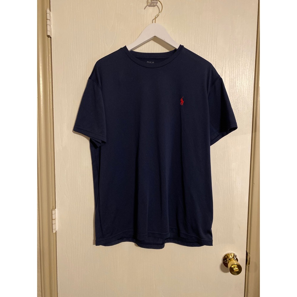 Polo Ralph Lauren Performance Navy Blue Red Pony Logo T-Shirt Mens Large
0636